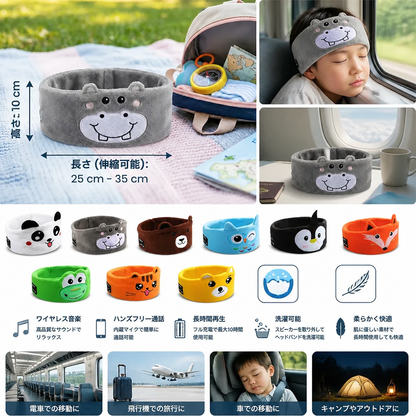 2-in-1 睡眠用ヘッドバンド（Bluetoothスピーカー内蔵）– 旅行＆快適な睡眠のためのやわらかいヘッドバンド