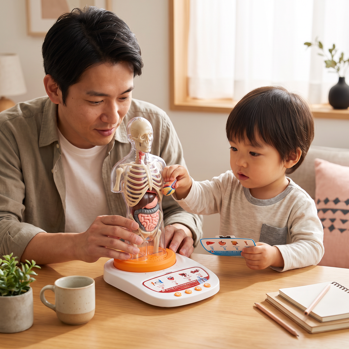 取り外し可能な臓器付き・音声ガイドで学べる対話型人体解剖模型