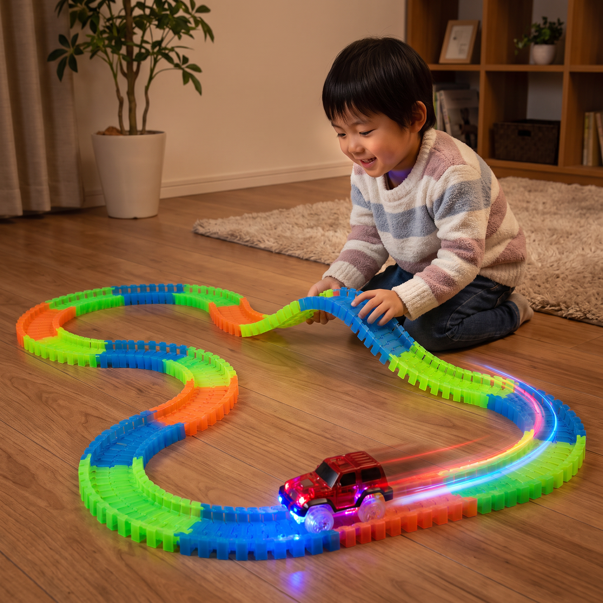 子ども用 光る柔軟な砂レーストラック組み立てキット
