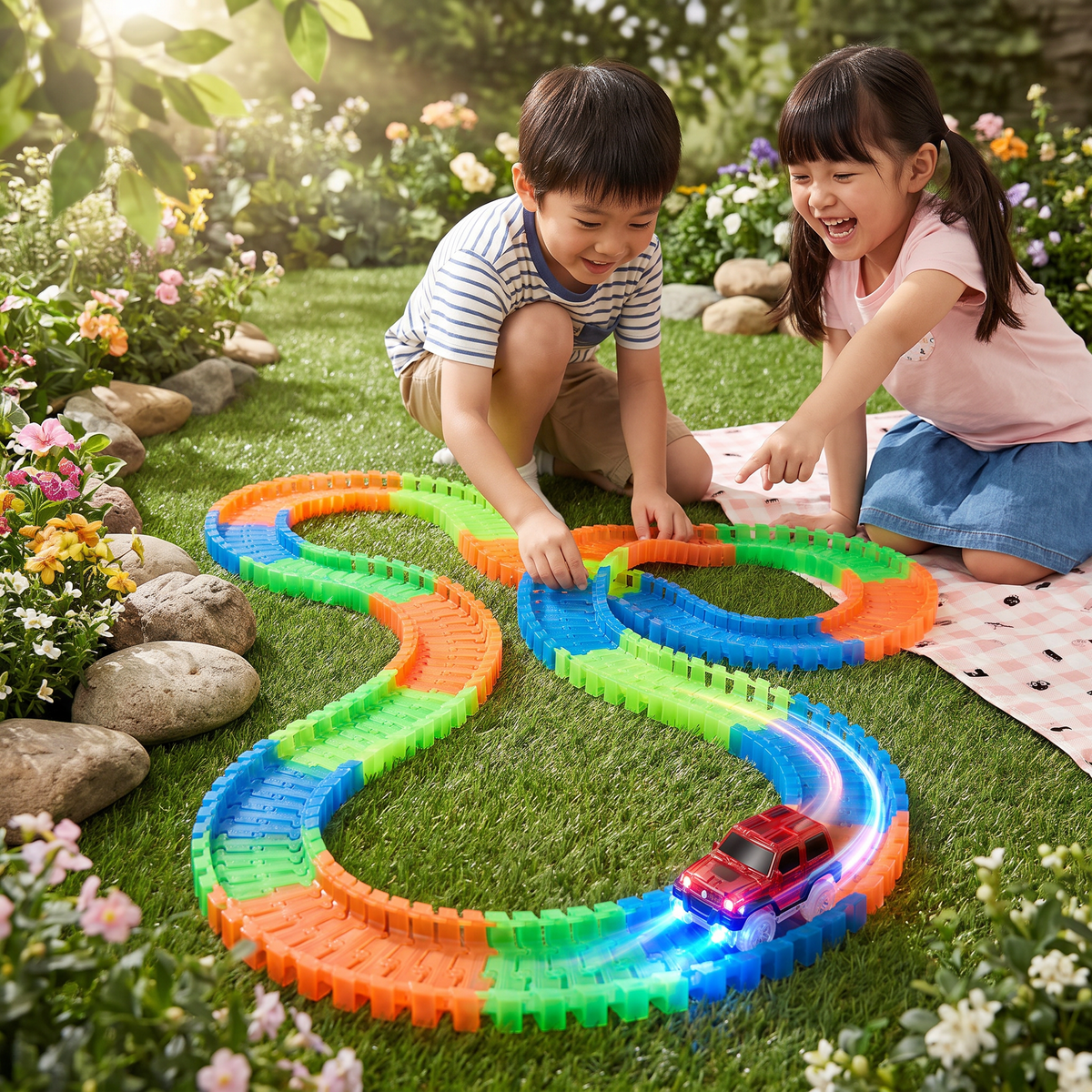 子ども用 光る柔軟な砂レーストラック組み立てキット