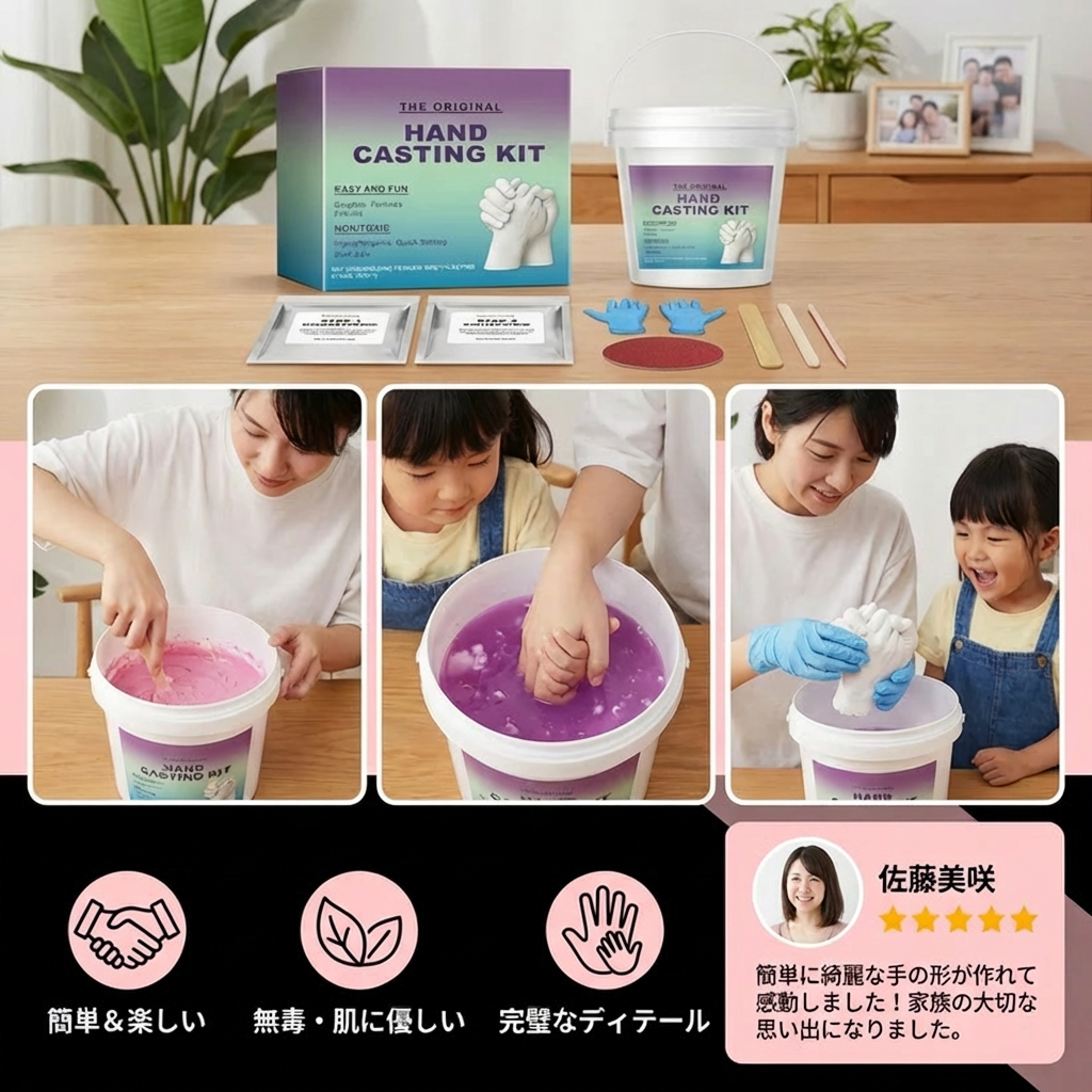 家族＆カップル向けハンドプリントセット – 3D石膏メモリーキット