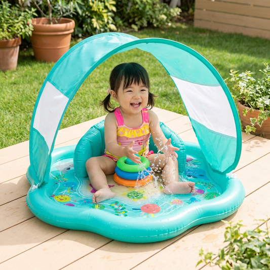 Inflatable Baby Splash Play Mat with Canopy – 幼児用水遊びマットと日よけ付き