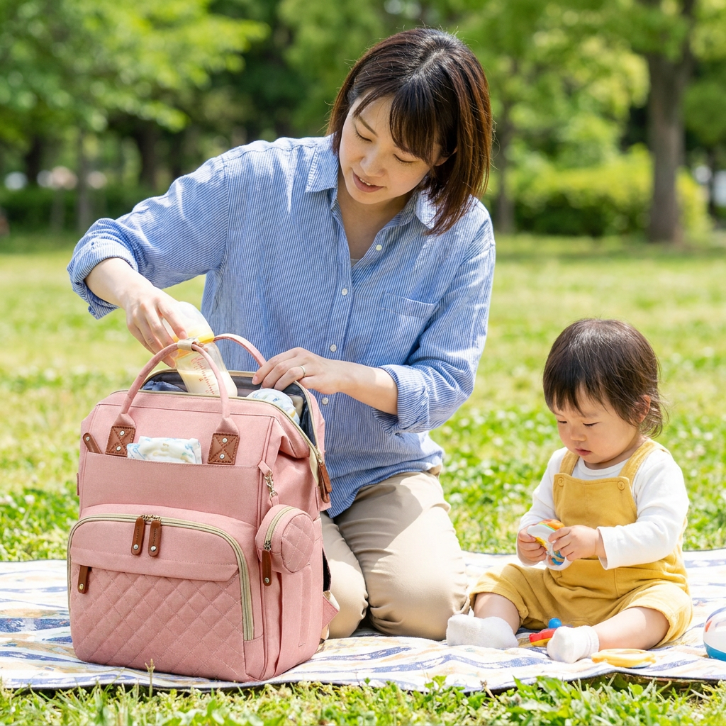 3-in-1 トラベルおむつバックパック with 折りたたみベビーベッド – 外出先の親に最適
