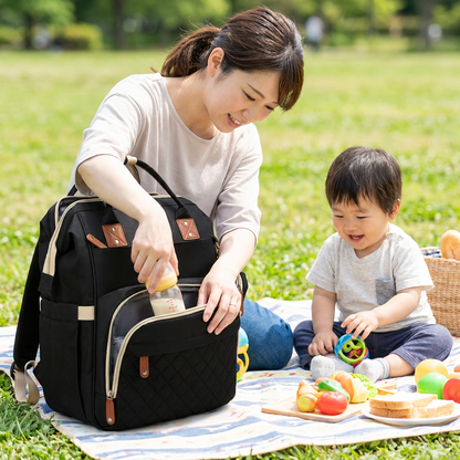 3-in-1 トラベルおむつバックパック with 折りたたみベビーベッド – 外出先の親に最適