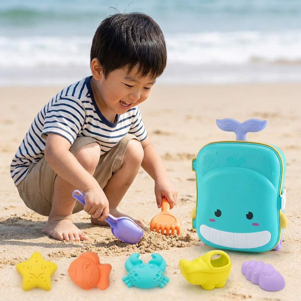 子供用ビーチおもちゃケース（砂遊び道具と砂時計付き）