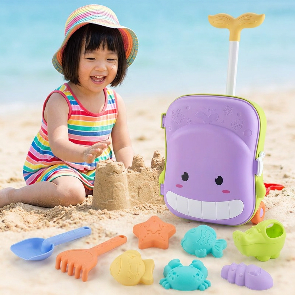 子供用ビーチおもちゃケース（砂遊び道具と砂時計付き）