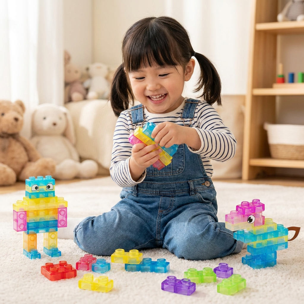 お子様向け感覚遊びソフト積み木セット – やわらかく握って遊べる知育ブロック
