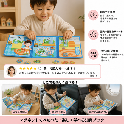 モンテッソーリ式マグネット知育ブック – お着替え＆シーン遊び