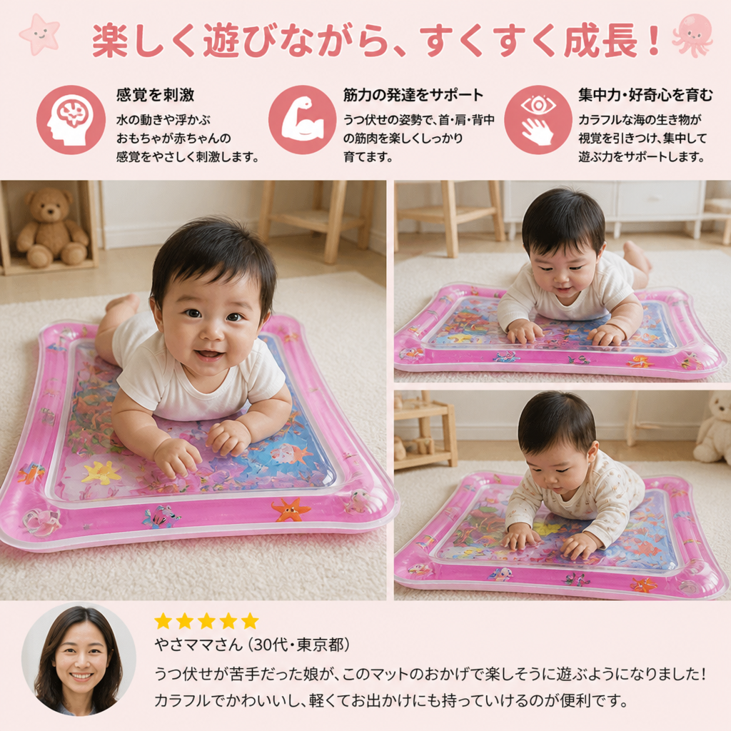 うつ伏せ遊び用の膨らませるウォータープレイマット