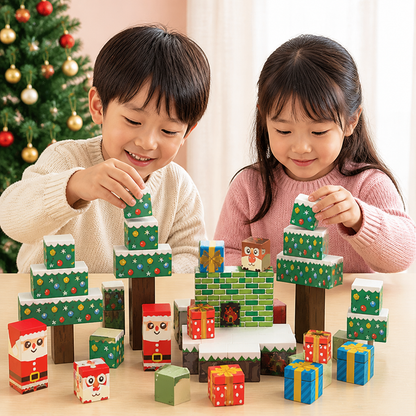 子ども向け54ピースのクリスマス磁石ブロックセット