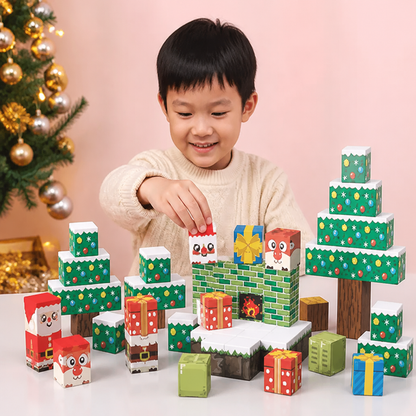 子ども向け54ピースのクリスマス磁石ブロックセット