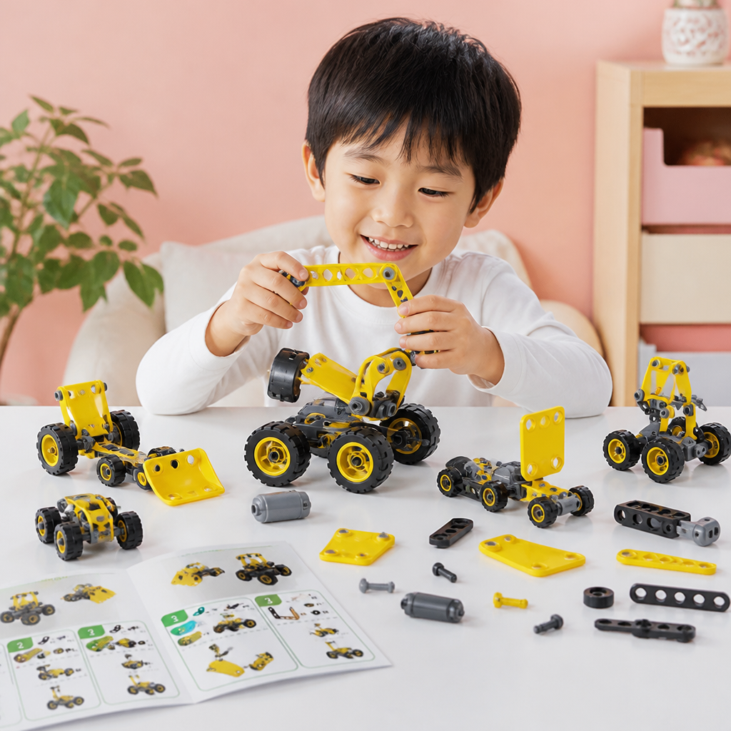 子供向け10in1クリエイティブ電動建設車両組み立てセット