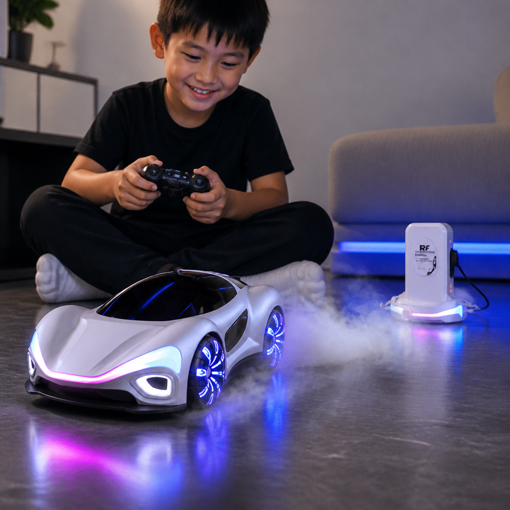 スプレーエフェクト＆充電ステーション付きLEDライト搭載RCドリフトカー