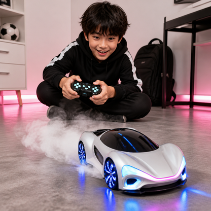 スプレーエフェクト＆充電ステーション付きLEDライト搭載RCドリフトカー