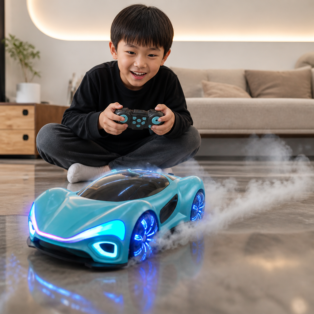 スプレーエフェクト＆充電ステーション付きLEDライト搭載RCドリフトカー