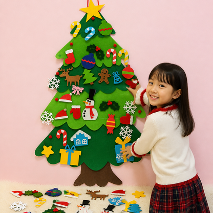 子供用DIYフェルトクリスマスツリー・飾り付けオーナメント付き