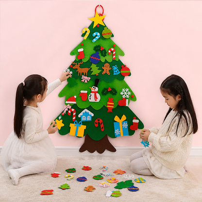 子供用DIYフェルトクリスマスツリー・飾り付けオーナメント付き