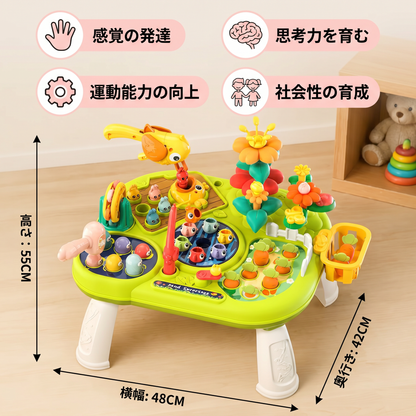 複数の遊びステーション付き・子ども用多機能アクティビティテーブル