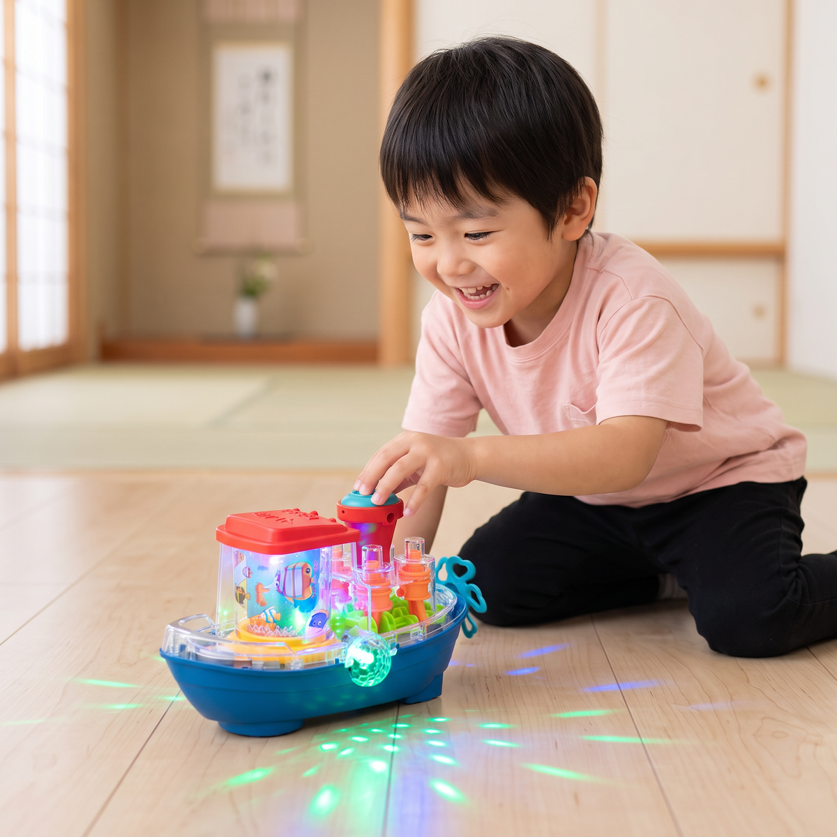 光る歯車ボート ミュージカル電動子供用おもちゃボート