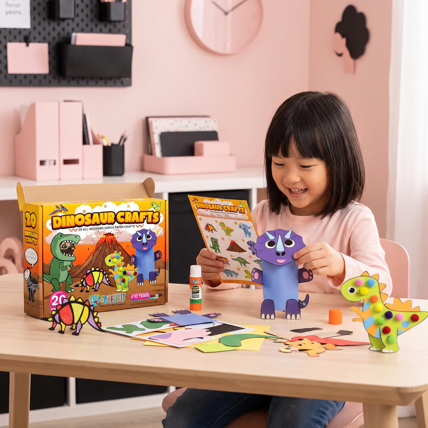 3～10歳向け 子ども工作ボックス｜DIYペーパークラフト20作品セット（のり・テープ・封筒付き）