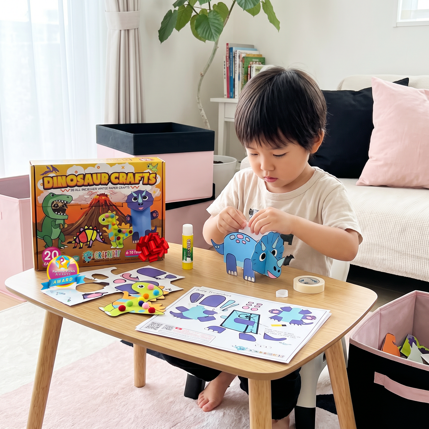 3～10歳向け 子ども工作ボックス｜DIYペーパークラフト20作品セット（のり・テープ・封筒付き）