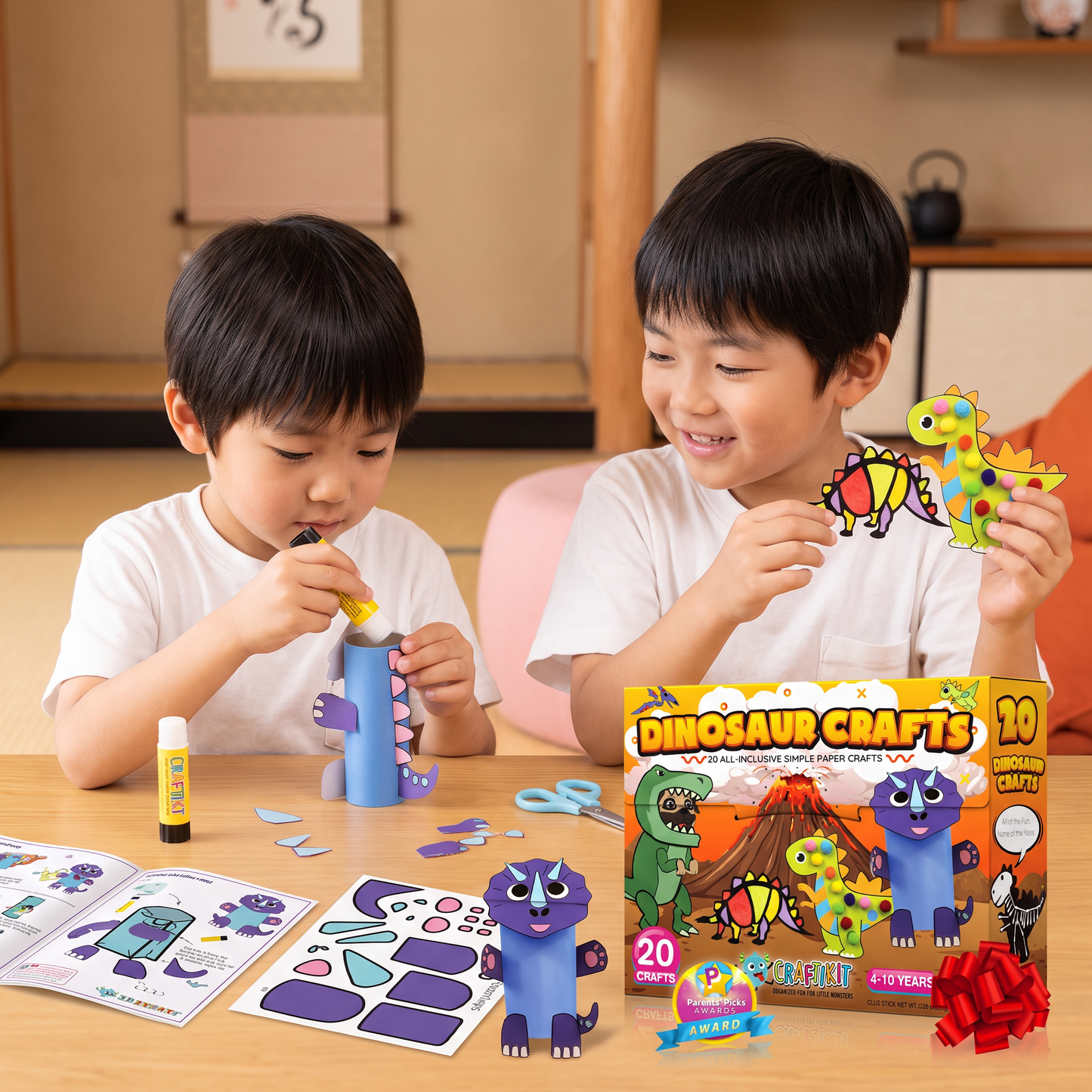 3～10歳向け 子ども工作ボックス｜DIYペーパークラフト20作品セット（のり・テープ・封筒付き）