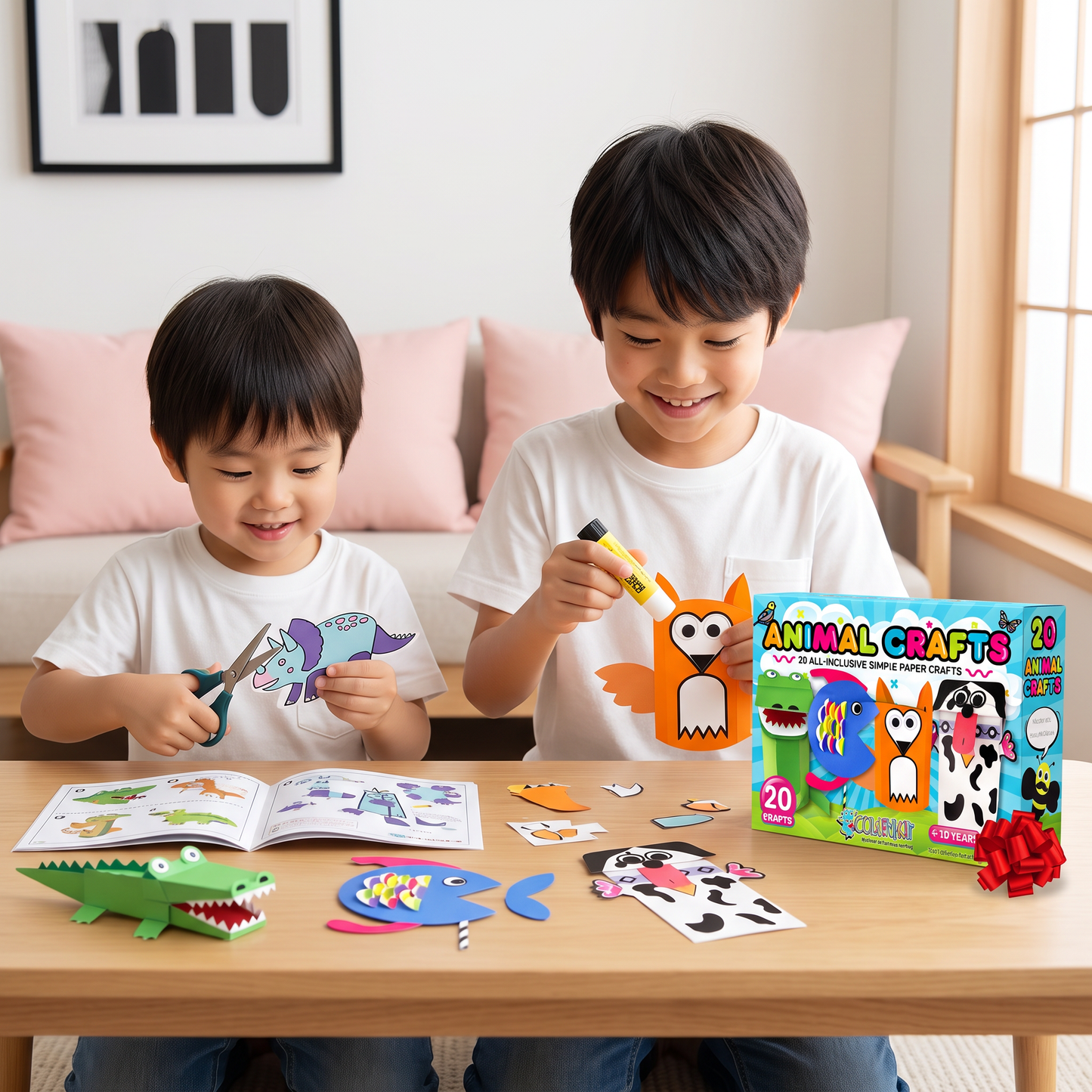 3～10歳向け 子ども工作ボックス｜DIYペーパークラフト20作品セット（のり・テープ・封筒付き）