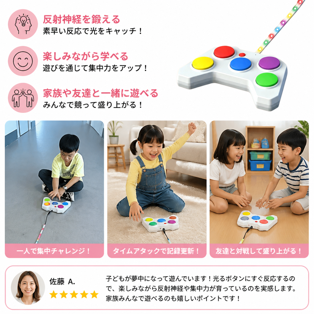ライトディフェンスチャレンジ – LED搭載インタラクティブ反射神経ゲーム