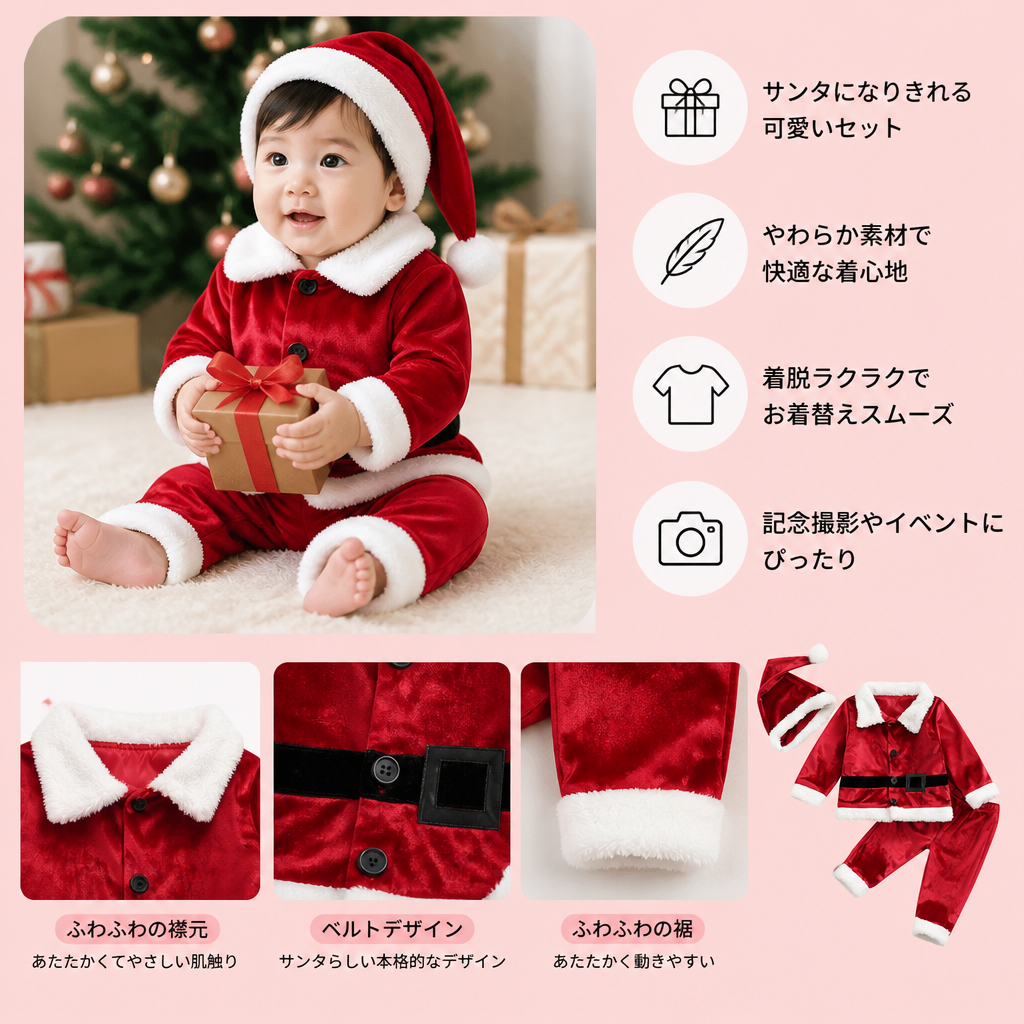 ベビー＆トドラー用サンタクロースコスチュームセット