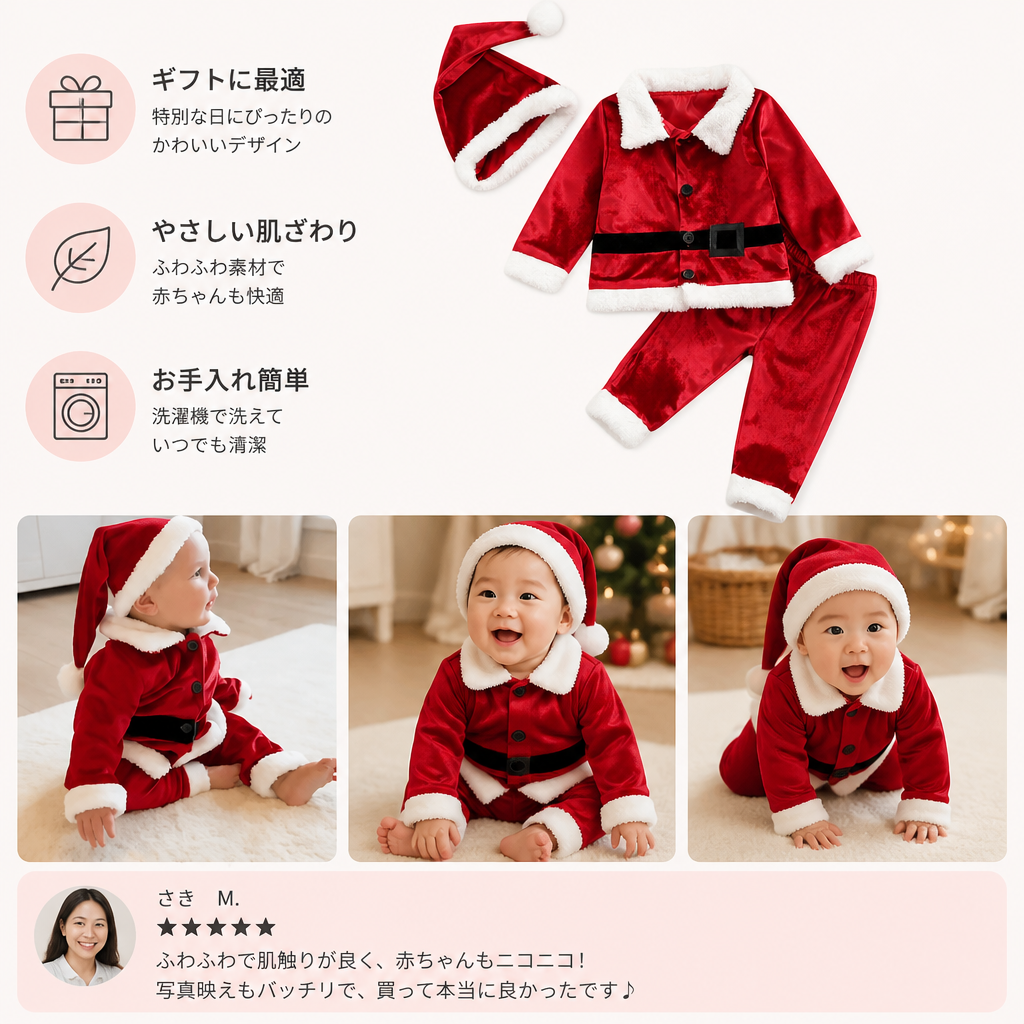 ベビー＆トドラー用サンタクロースコスチュームセット