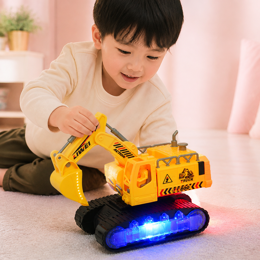 ライト＆サウンド付き変形ロボットショベルカーのおもちゃ