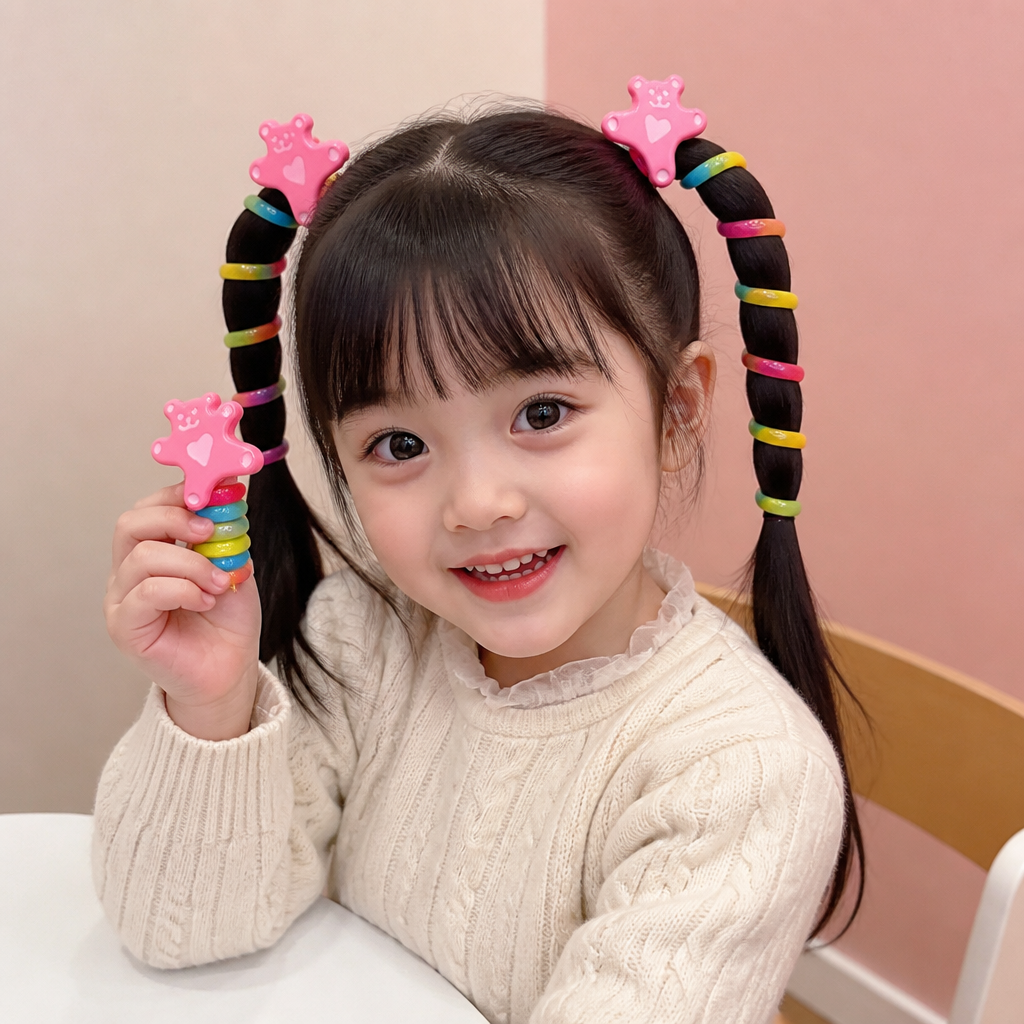 子供用かわいいスパイラルヘアゴムセット