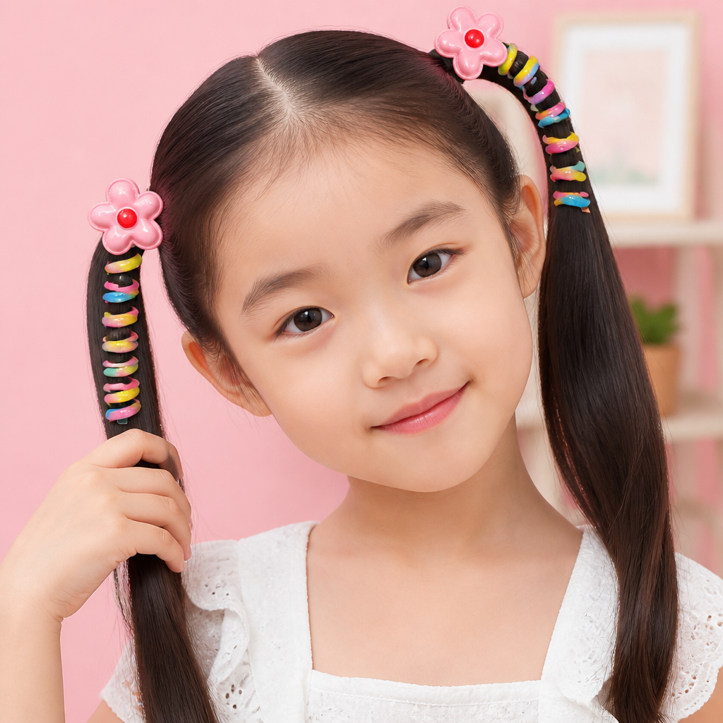 子供用かわいいスパイラルヘアゴムセット