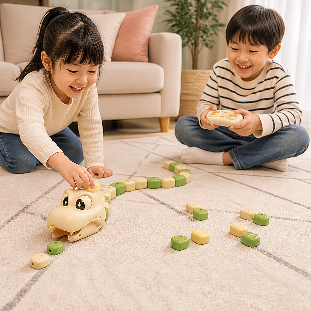 インタラクティブ成長型RC STEMヘビ玩具 – ブロックを食べてどんどん長くなる
