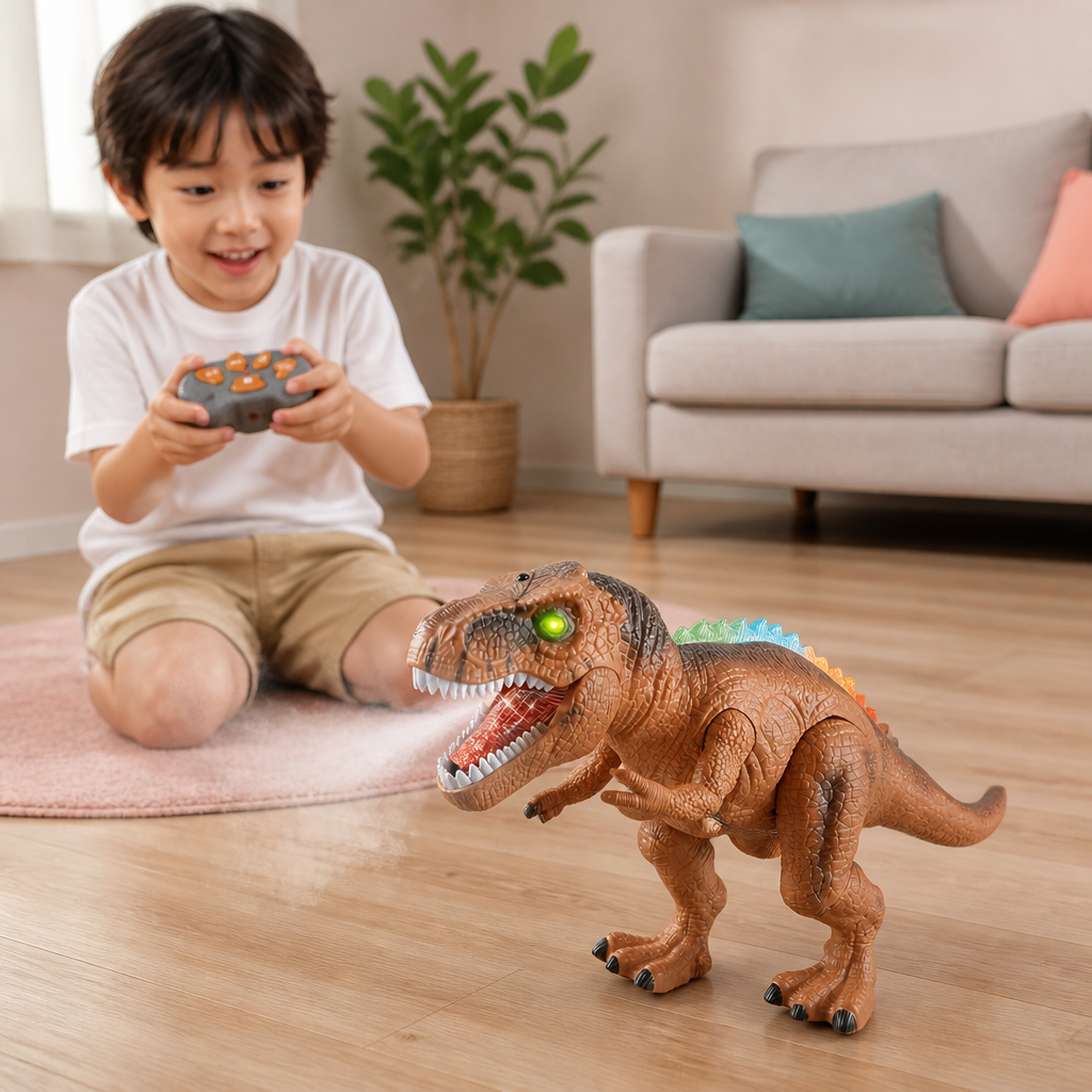 リモコン式歩行Tレックス – ミスト噴射・ライト・サウンド付きRC恐竜