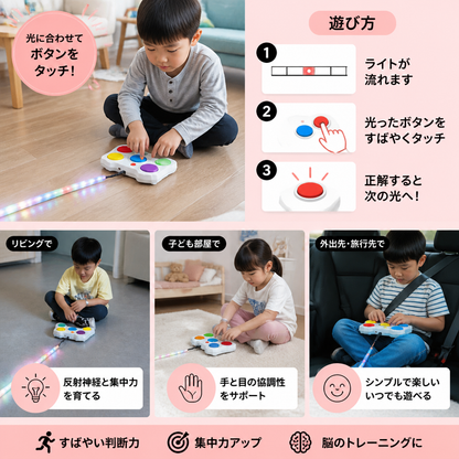 ライトディフェンスチャレンジ – LED搭載インタラクティブ反射神経ゲーム