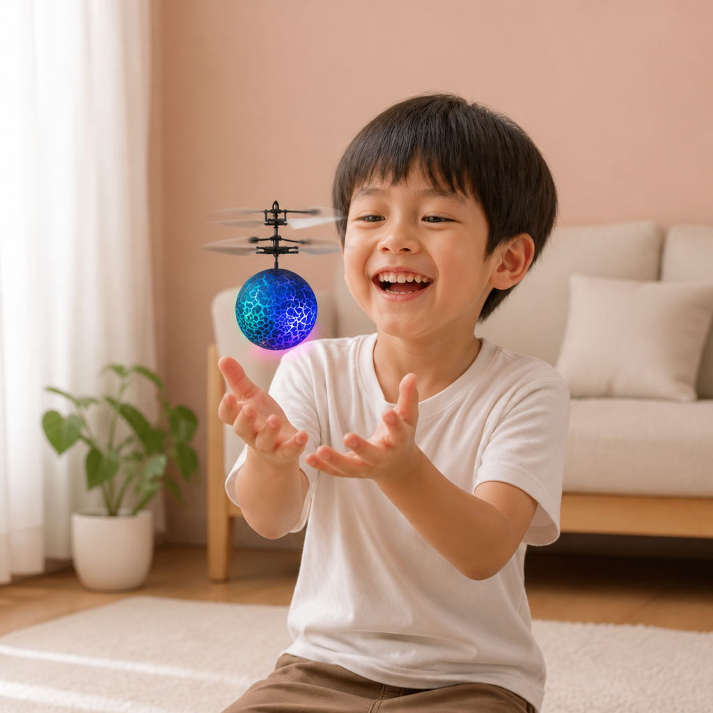 ハンドコントロール式 LED フライングボール ドローン（子ども用）