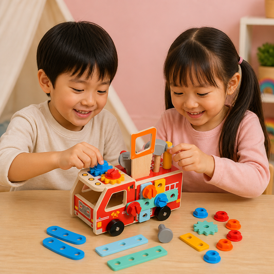 モンテッソーリ式 木製消防士工具箱＆組み立てセット