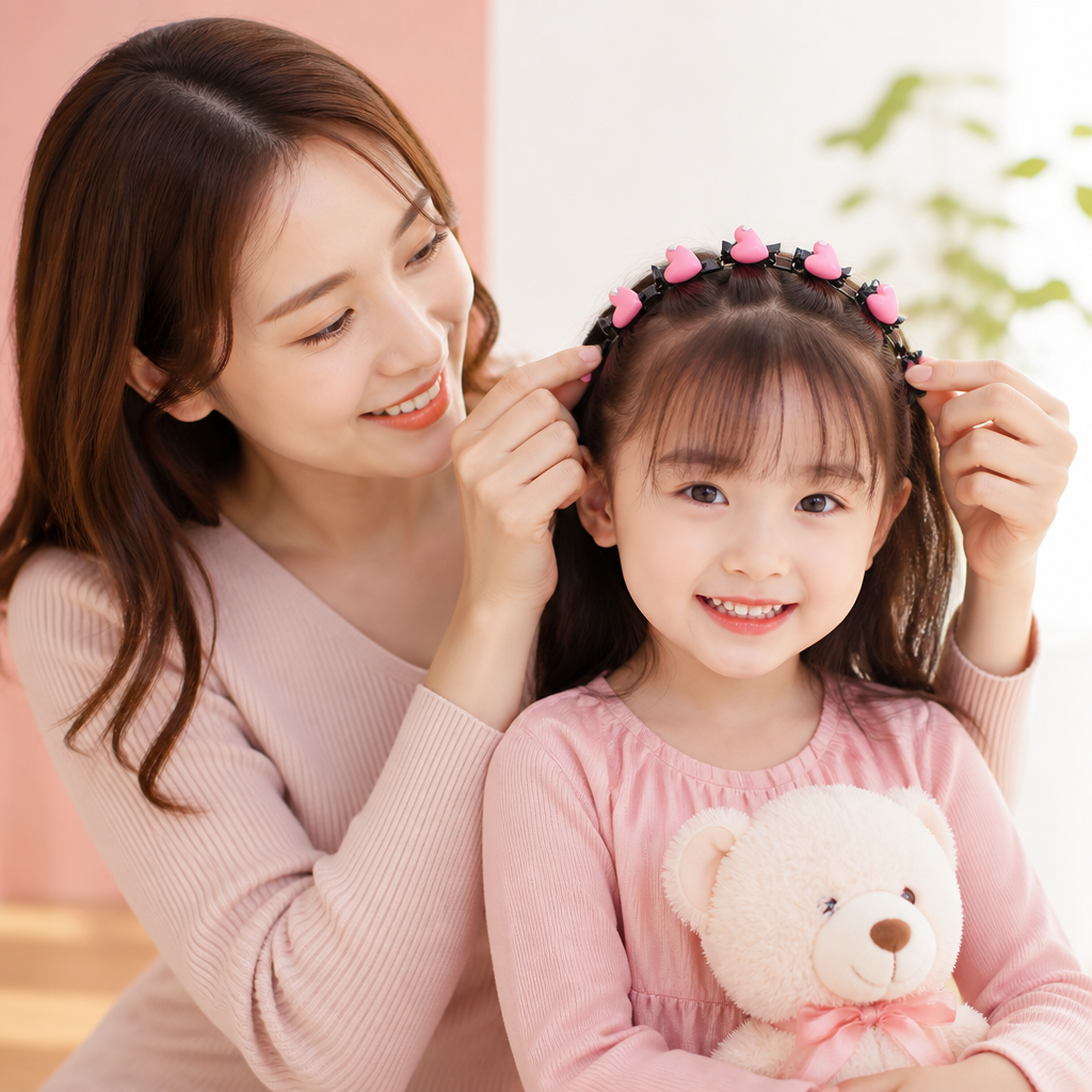 花・いちご・虹のチャーム付き キュートな女の子用ヘアクリップ＆ヘアバンド