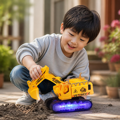ライト＆サウンド付き変形ロボットショベルカーのおもちゃ