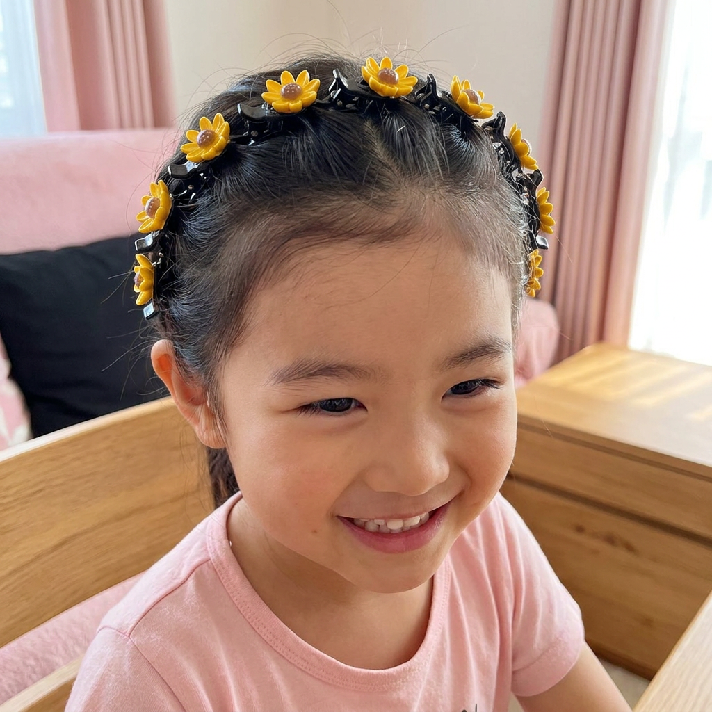 花・いちご・虹のチャーム付き キュートな女の子用ヘアクリップ＆ヘアバンド