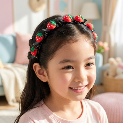 花・いちご・虹のチャーム付き キュートな女の子用ヘアクリップ＆ヘアバンド
