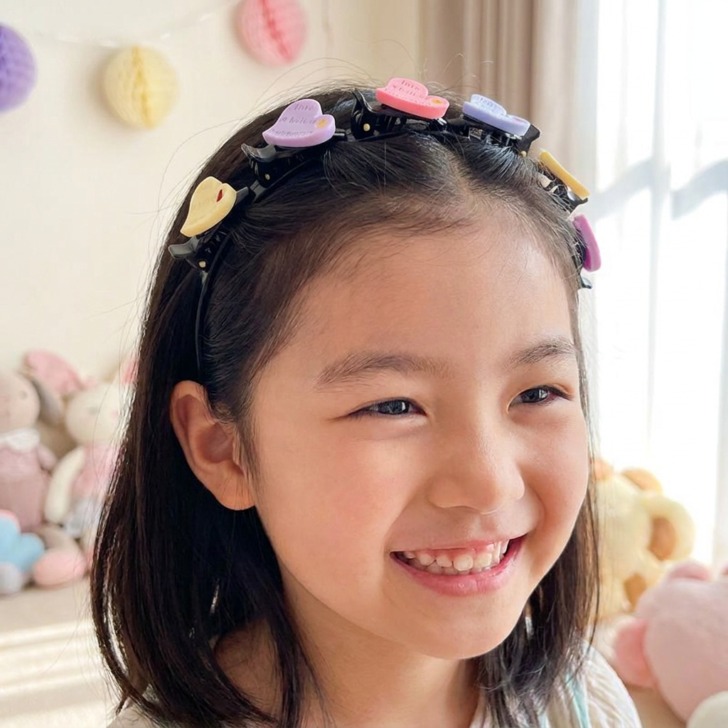 花・いちご・虹のチャーム付き キュートな女の子用ヘアクリップ＆ヘアバンド
