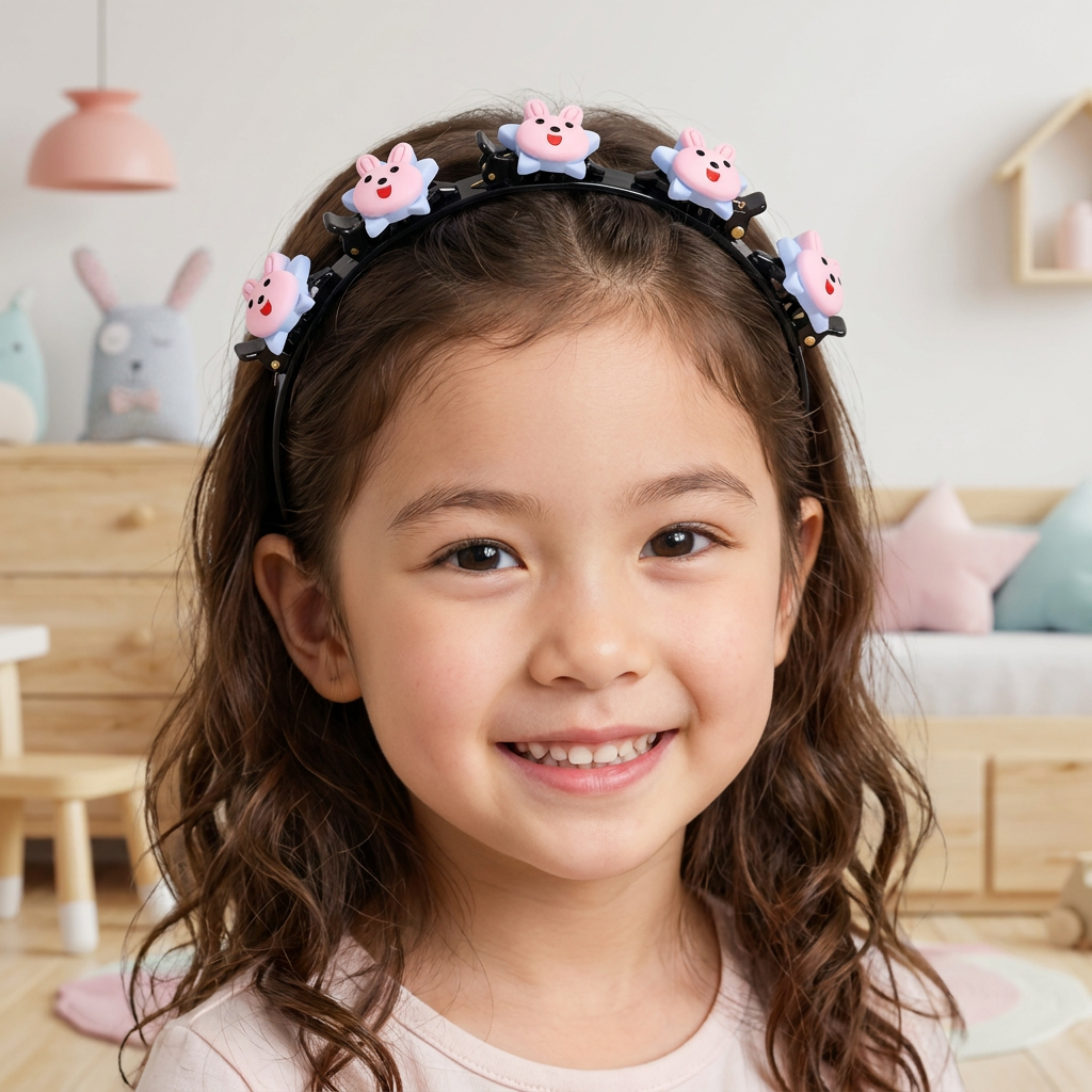 花・いちご・虹のチャーム付き キュートな女の子用ヘアクリップ＆ヘアバンド