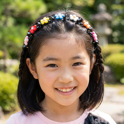 花・いちご・虹のチャーム付き キュートな女の子用ヘアクリップ＆ヘアバンド
