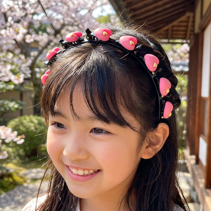 花・いちご・虹のチャーム付き キュートな女の子用ヘアクリップ＆ヘアバンド