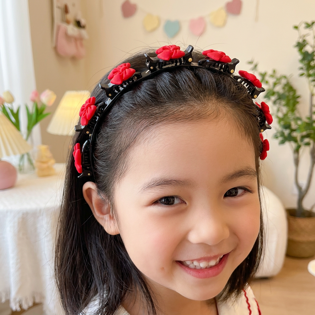 花・いちご・虹のチャーム付き キュートな女の子用ヘアクリップ＆ヘアバンド