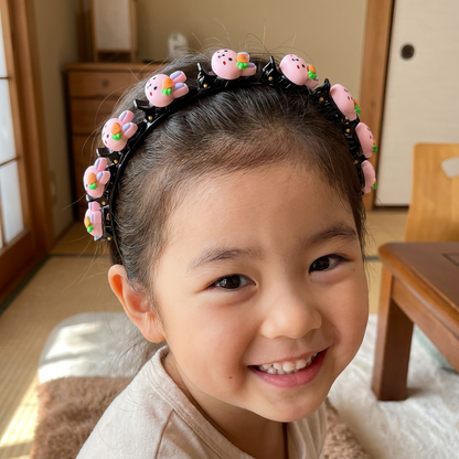 花・いちご・虹のチャーム付き キュートな女の子用ヘアクリップ＆ヘアバンド