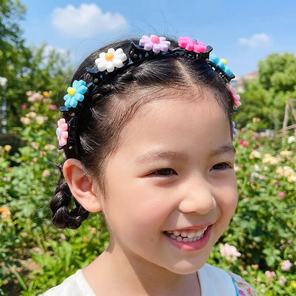 花・いちご・虹のチャーム付き キュートな女の子用ヘアクリップ＆ヘアバンド