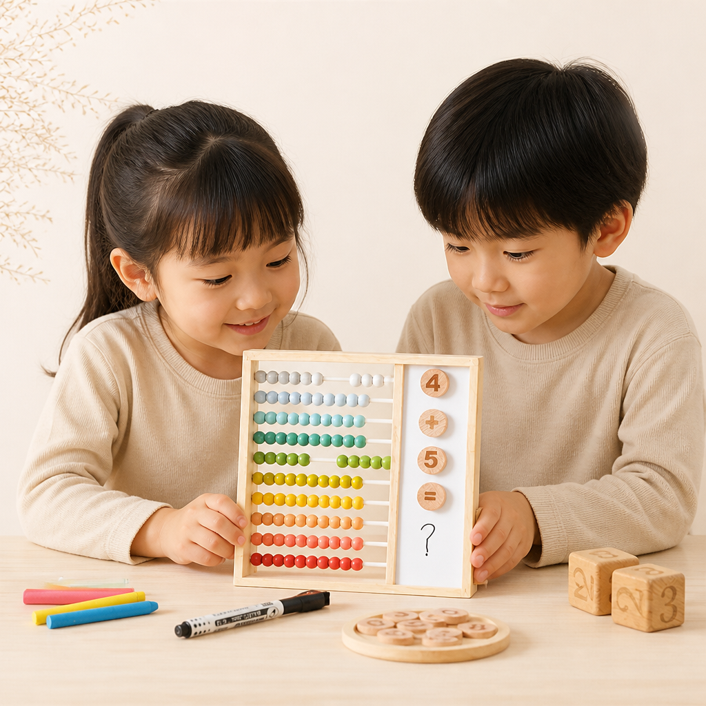子ども向け磁気式木製そろばん – 数字と色で学べる知育玩具